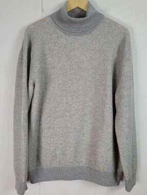 Andrea Fenzi IT 56/XL Grey Turtleneck Cashmere/Extrafine Merino Wool Sweater